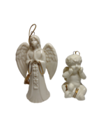 Lenox Christmas Praying Angel Porcelain Ornament + Winged Seated Baby Ch... - £22.04 GBP