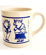 1979 Janet Nottingham Coffee Mug Made In England Blue Pigs Vintage HGS2A - $470.08 MXN