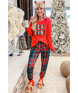 Multicolor ALL IS BRIGHT Graphic Christmas Plaid Pajamas Set - $658.86 MXN