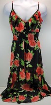 MM) Heart Soul Women&#39;s Floral Black Red Spaghetti Strap Sleeveless Dress... - $29.69