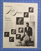 Vintage Print Ad Gruen Curvex Watch Elegant Formal Man Woman Mink 13.5&quot; ... - £10.75 GBP