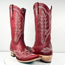 Lane LEXINGTON Red Cowboy Boots Womens 9 Leather Western Wear Snip Toe 1... - $242.55