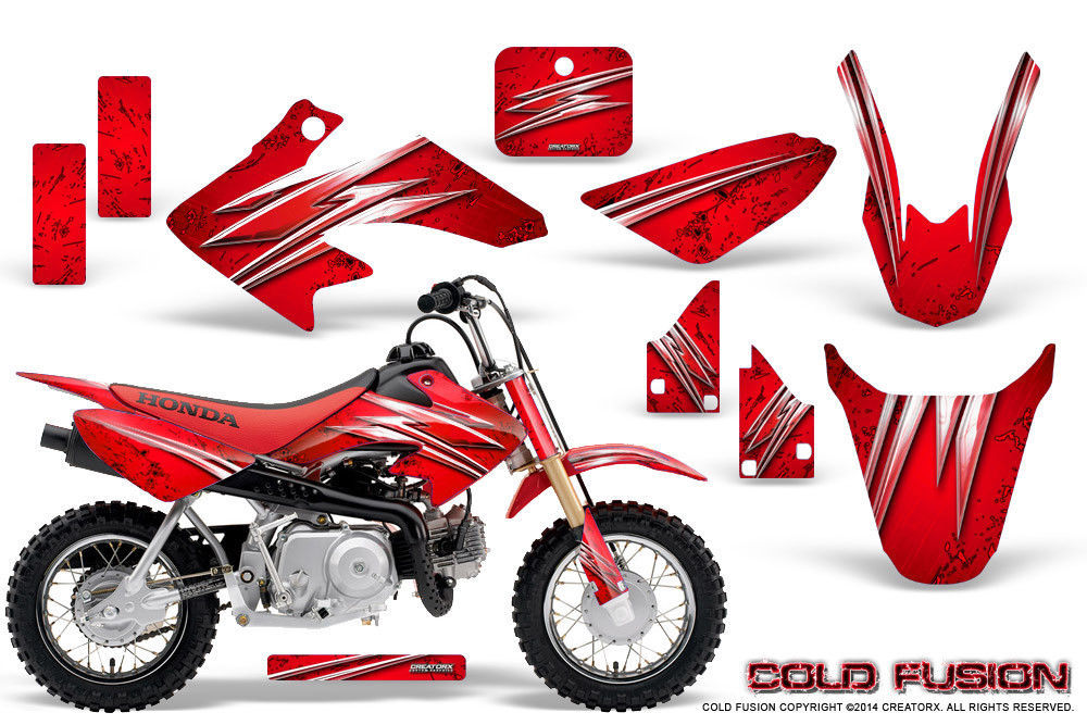HONDA CRF 50 GRAPHICS KIT CREATORX DECALS STICKERS COLD FUSION RED - $108.90