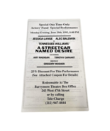 Streetcar Named Desire Jessica Lange Alec Baldwin Actors Fund One Time O... - £36.89 GBP