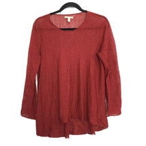 EILEEN FISHER Womens Sweater Top Red Woven Knit Linen Blend High Low Box... - $25.91