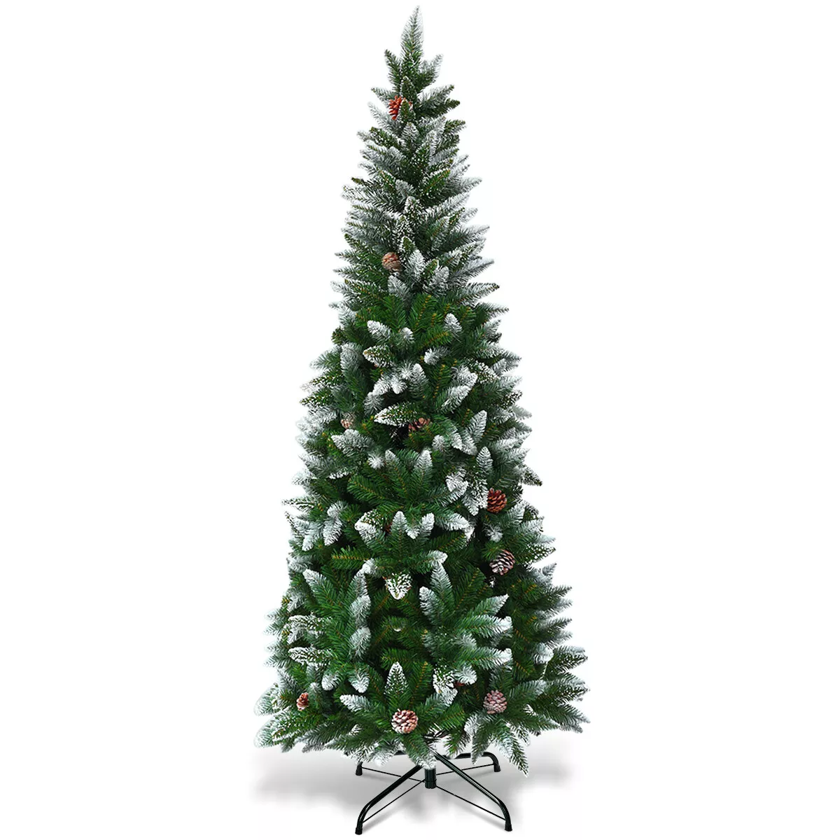 5ft Snow Flocked Unlit Artificial Pencil Christmas Tree Hinged w/ Pine C... - $79.98