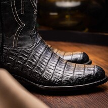 Marco Di Milano Genuine Caiman Belly Skin Cowboy Boot Phoenix Black image 9