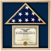 Usa Made Oak Wood 3X5 Memorial Flag Document Holder Display Case Shadow Box - $699.00