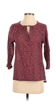 Eddie Bauer Red Sun Print Small Tie Front 3/4 Sleeve Loose Popover Blouse - £22.75 GBP