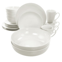 lama Iris 18 Piece Porcelain Dinnerware Set with 2 Large Serving Bowls in White - $127.03