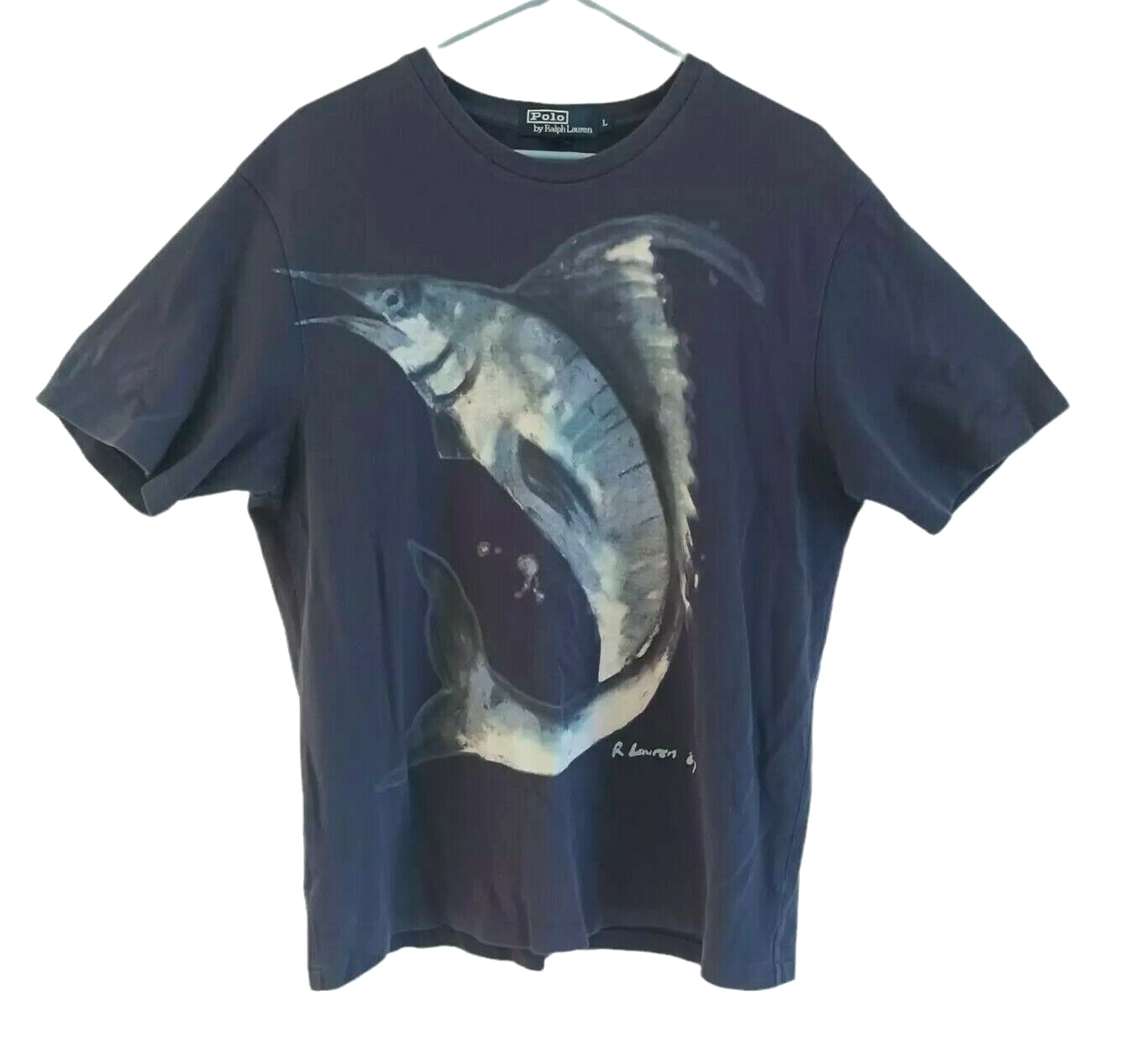 Polo Ralph Lauren Shirt Fishing Marlin Swordfish RL 67 Sportsman Vintage Large