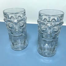 2 Vintage Anchor Hocking Double Sided Screaming Tiki Highball Glasses 6.5&quot;x3&quot; - £11.73 GBP