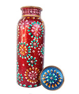 Copper bottle Water bottle hand painted new design 500 ml capacity red c... - €26,73 EUR