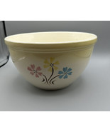Hull Mixing Bowl Blue Yellow Pink Flowers 1940s 9.5 x 6 Ins. Made in USA - £29.52 GBP