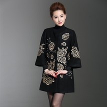 S To 7XL Women Embroidered  Coat For Autumn Winter en Red Black  Chinesse Jacqua - £370.85 GBP