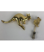 KANGAROO souvenir Koala STICKPIN Goldtone Lapel Pin Style LOT of 2 - LOOK - $24.60 CAD