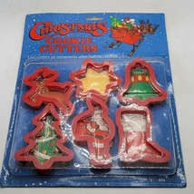 Set of 6 Vintage Christmas Ensar Cookie Cutters Reindeer Santa Tree Bell nos - £7.75 GBP