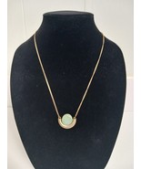 Goldtone Gemstone Necklace Rough Green Aventurine Long 32&quot; - 36&quot; - $307.14 MXN