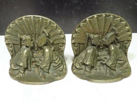 Art Deco Orientalism Bron Met Bookends Kissing Lovers Fan Chinoiserie Decor - £42.03 GBP