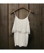 HAVE Overlay Romper White Cream Crinkly Gauze Spaghetti Straps Lattice L... - $23.00 CAD