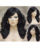 Black Farrah Fawcett Style wig Lots of Body and big open curls with feathered si - $79.95