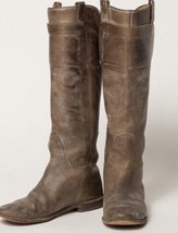 FRYE Tall Paige Boots 8B Womens Pull On Distressed Taupe Brown Leather Soft - £33.60 GBP