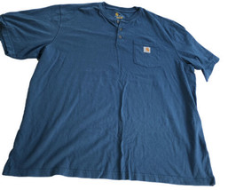 Carhartt Men&#39;s Loose Fit Henley Short Sleeve Shirt 3XL Blue 3 button Wor... - £12.46 GBP
