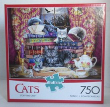 Buffalo Games 750 Piece Puzzle STORYTIME CATS Cat Kitten Books tea cup mouse - $35.49