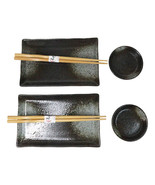 Hakumu Grey Porcelain Sushi Plates Sauce Dishes Chopsticks Dinnerware Se... - $548.60 MXN