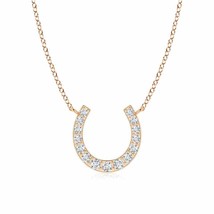 ANGARA Natural Diamond Horseshoe Pendant Necklace in 14K Gold | (GVS2, 0.08 Ctw) - £568.77 GBP