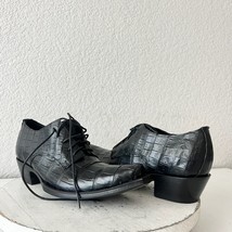 Rod Patrick Womens Lace Up Shoes 7 Black Caiman Western Boots Loafers Ankle - $391.05