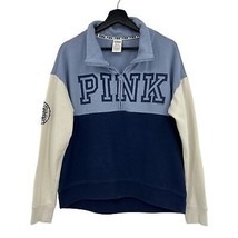 Pink Victoria&#39;s Secret sweatshirt Medium mock collar pullover blue cream... - $19.80
