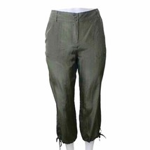 Tommy Bahama Olive Green 100% Silk Drawstring Hem Cropped Trousers - £36.76 GBP