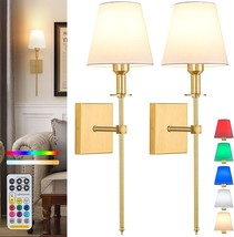 Wall Lights Battery Operated Wall Sconces Set Of 2,Gold Rechargeable Wall Light - $67.92