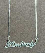 925 Sterling Silver Name Necklace - Name Plate - KIMBERLY 17&quot; Chain w/Pendant - £47.90 GBP