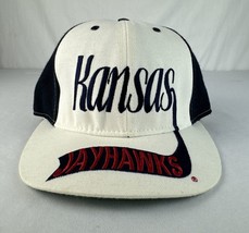 Vintage Kansas Jayhawks Hat Adjustable Snapback Team Logo Cap NCAA USA 90s - £27.52 GBP