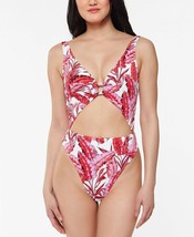 Jessica Simpson Paradiso Palm One-Piece Swimsuit Monokini Pink Fuschia Floral XL - £35.19 GBP