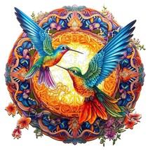 WOODBESTS Wooden Jigsaw Puzzle for Adults Mandala Hummingbird Puzzle S 1... - $25.25