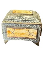 Old Antique Handmade Bone And Metal Trinket Jewelry Box. Collectible. VTG - £25.23 GBP