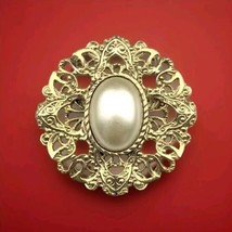 Gold Tone Simulated Pearl Pin Brooch Vintage - $12.95