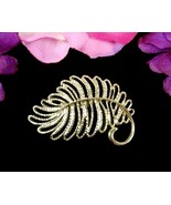 Vintage Gerry&#39;s FEATHER PIN LEAF BROOCH Goldtone Openwork Signed 2 1/4&quot; - $24.25 CAD