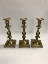 3 Brass Candle Holders Pair Mid CenturyHollywood Regency 9 In ornate - £36.01 GBP
