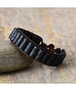 Lava stone bracelet Dad men's bracelet with leather and volcanic stone - £22.30 GBP