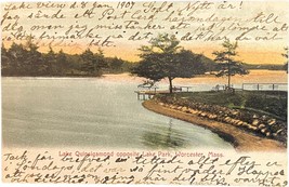 Lake Quinsigamond, Lake Park, Worcester, Massachusetts, vintage postcard... - $14.99