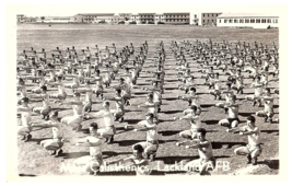 RPPC Postcard Soldiers Doing Calisthenics at Lackland Air Force Base No Shirts - £13.90 GBP