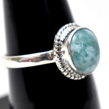 925 Sterling Silver Larimar Size 2-14 Oval Handmade Wedding Ring Women Gift - £31.46 GBP