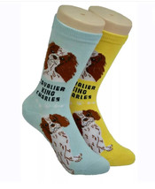 CAVALIER KING CHARLES Dog Socks Novelty Casual Puppy Pet Foozys 2 Pair 9-11 - £9.56 GBP