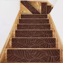 Stair Treads Non-Slip Step Mats Indoor for Kids Elders Pets (Brown Leaf,15PCS) - £18.17 GBP