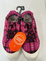 Wonder Nation Girls Pink Plaid Canvas Bump Toe Sneakers Shoes Size 5 Brand New - £7.72 GBP