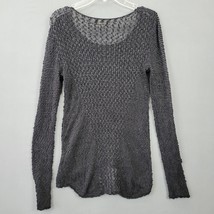 Mudd Women Sweater Size S Black Goth Charcoal Open Knit Long Sleeve Scoop Neck - £7.95 GBP